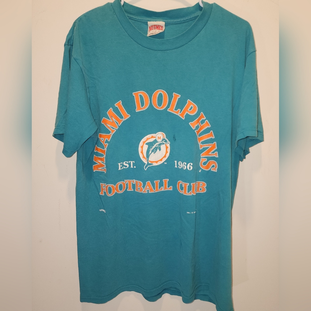 VINTAGE 1994 MIAMI DOLPHINS TEE BY NUTMEG ADULT LARGE (HAS FLAWS)